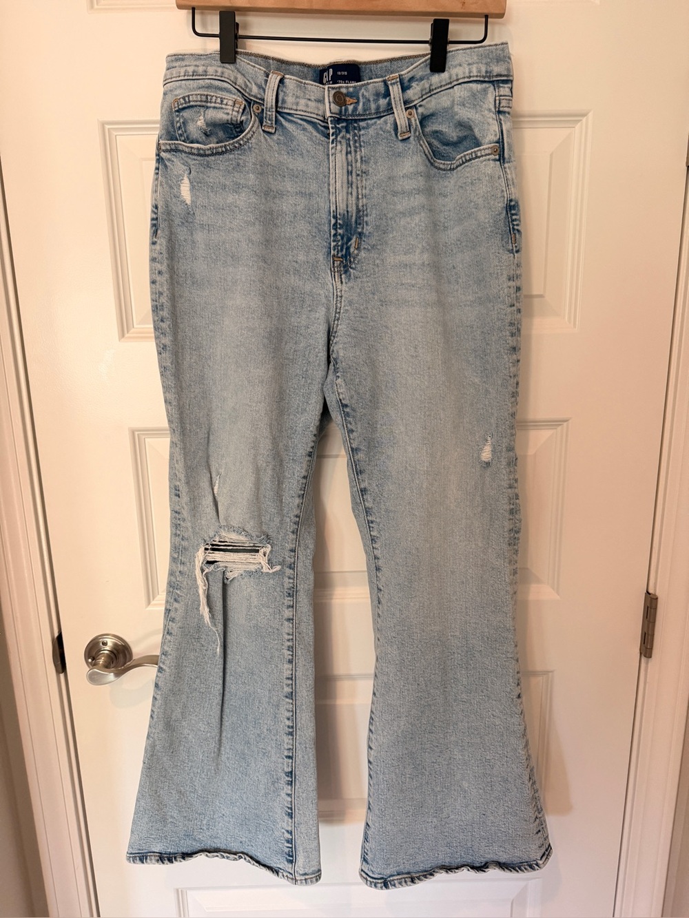 GAP Light Wash Distressed 70's Flare Jeans